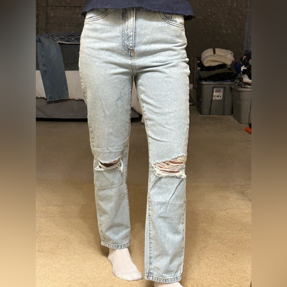 Cotton On Light Blue Distressed mom Jeans